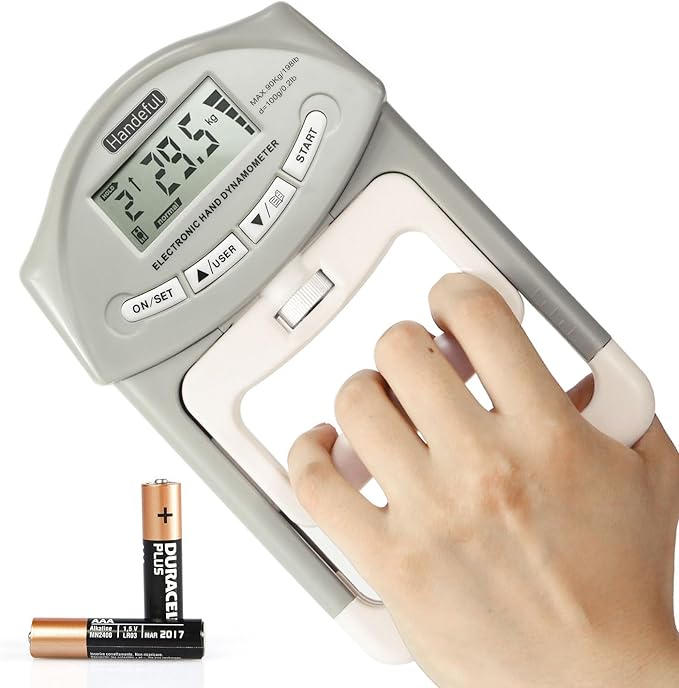 Grip Strength Tester Trainer - Dynamometer Handgrip Measurer Meter, Handheld Strengthener Exerciser for Sports, School, and Home Use