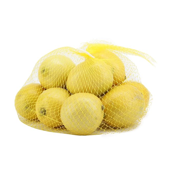 Organic Lemons - Fresh 2 Lb Bag for Tart Flavor & Healthy Living, packed in yellow mesh for easy storage and freshness retention.