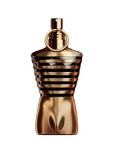 A metallic, torso-shaped Jean Paul Gaultier men’s perfume bottle with a gold and bronze finish by Showlu Well Nation Store—featuring pheromones, long-lasting scent, and light deodorant; perfect for those who love gourmand fragrances.