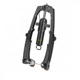 The Hydraulic Arm Exerciser Adjustable Resistance Home Fitness Equipment features a central cylinder, dual curved handles, small wheels, and metal parts; perfect for unisex arm or strength training at home.
