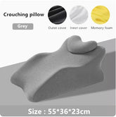The Lie On The Bed Sleeping Pillow features ergonomic contours and measures 55×36×23 cm. Made of Memory Foam and 100% Polyester, it comes with a black outer cover, white inner cover, and yellow foam—perfect for bedding.