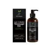 A boxed bottle of Anti-Cellulite Massage Oil Firming Lifting Body Oil with collagen and natural plant extracts. Features grapeseed, eucalyptus, lemon, and grapefruit oils plus a handy pump dispenser for easy use.