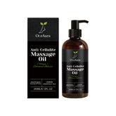 A boxed 240 mL (8.12 FL OZ) pump bottle of Anti Cellulite Oil Firm Skin Tightening Massage Oil with collagen, natural plants, lemon and grapefruit essential oils, plus grapeseed and eucalyptus oils for smoother skin.
