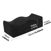 The BBL Pillow Seat Pad is a black ergonomic foam buttock cushion, crafted from plush fabric with a removable, washable cover. It measures 42×19 cm, height 12.5 cm (end)/10.5 cm (center), ideal for hip surgery recovery comfort.