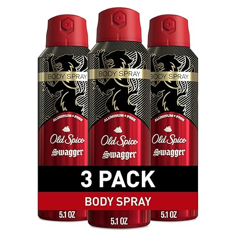 Old Spice Aluminum Free Body Spray for Men, 24/7 Odor Protection, 24/7 Lasting Fragnance & Freshness, Cologne Quality Scent, Swagger with Cedarwood Scent, 5.1 oz (Pack of 3) - Showlu Well Nation Store