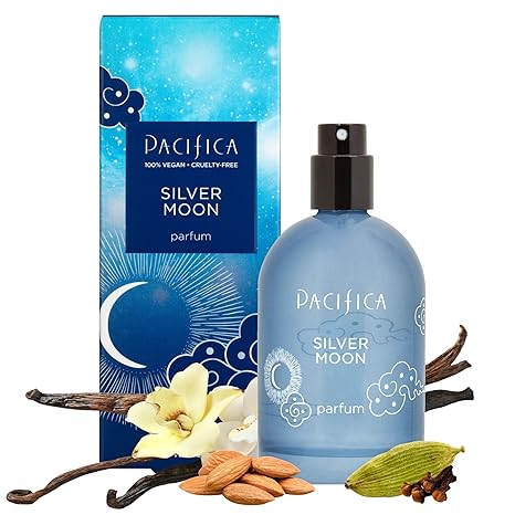 Pacifica Silver Moon Vanilla Almond Spice Perfume – Warm Gourmand Clean Fragrance for Women, 2 fl oz (Vegan & Cruelty - Free) - Showlu Well Nation Store
