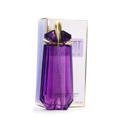 Long lasting women's perfume atomizer with floral and fruity fragrance in a purple bottle