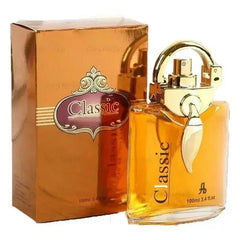100ml Arabic Style Strong Perfume for men with floral scent and lasting fragrance in a gold and amber bottle and packaging