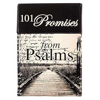 101 Promises from Psalms inspirational cards box set with scripture verses and elegant black and cream design