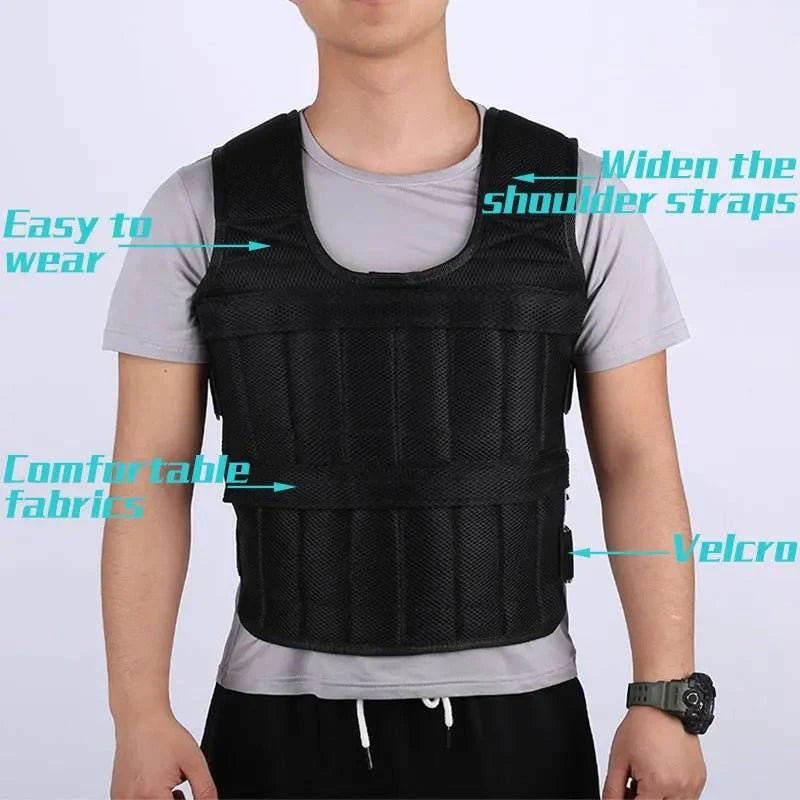 20KG Loading Weight Vest Boxing Train Fitness Equipment Gym Adjustable Waistcoat Exercise Sanda Sparring Protect Sand Clothing - Showlu Well Nation Store