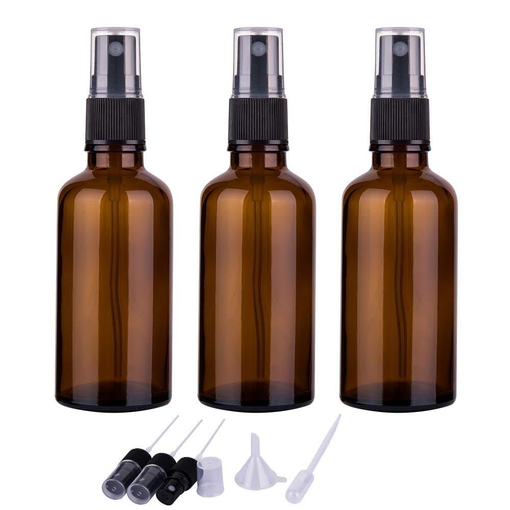 2oz Amber Glass Spray Bottles for Essential Oils, Small Empty Spray Bottle, Fine Mist Spray, Set of 3 - Showlu Well Nation Store