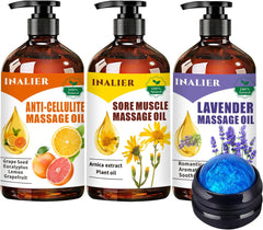 3 Pack Cellulite,Sore Muscle & Lavender Relaxation Massage Oils for Massage Therapy with Massage Ball,Christmas Gifts Spa Treatment Gift Set for Soothes Sore Muscle.Massage Oils for Date Night Gift - Showlu Well Nation Store