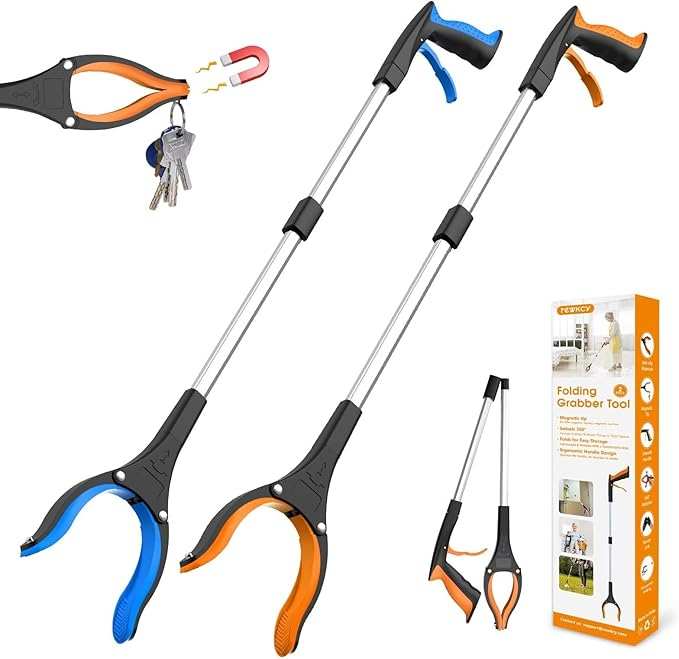 32" Grabber Reacher Tool, 2 - Pack Foldable Reacher Grabber Pickup Tool with 360° Rotating Jaw & Magnet, Trash Picker Upper Grabber, Lightweight Grabbers for Seniors Heavy Duty - Showlu Well Nation Store