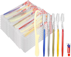 50 Pack Disposable Toothbrushes with Toothpaste and Comb for Homeless Individually Wrapped - Suitable for Hotel,Air Bnb,Shelter/Homeless/Nursing Home/Charity(（50 pcs）) - Showlu Well Nation Store