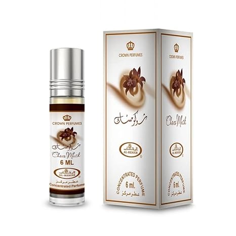 Choco Musk Concentrated Perfume Rollerball for Unisex, 0.2 Ounce by Al-Rehab with vanilla and chocolate notes, shown with packaging box.