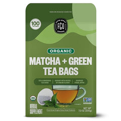 Organic Japanese Matcha + Green Tea, 100 Count, Eco-Conscious Tea Bags, Resealable Bag, Packaging May Vary (Pack of 1)