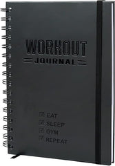 The Nextnoid Hardcover Fitness Journal is an A5 spiral-bound workout planner for men & women, with an elastic band and checklist cover, ideal for tracking gym and home workouts and monitoring your fitness progress.