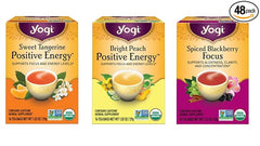 Morning Energy Variety Pack (3 Pack) Includes Peach Bergamot Bright Day, Sweet Tangerine Positive Energy, Spiced Blackberry Focus - 48 Organic Tea Bags