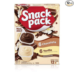 Chocolate and Vanilla Flavored Pudding Cups, 3.25 oz., 12-Count Family Pack