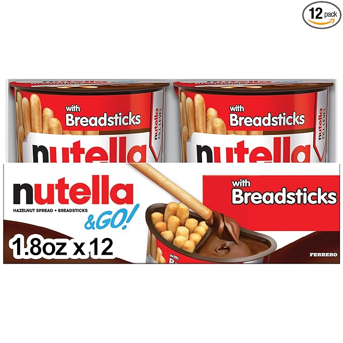 Bulk 12 Pack, Hazelnut and Cocoa Spread with Breadsticks, Stocking Stuffers, Snack Cups, 1.8 oz Each