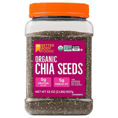Foods Organic Chia Seeds 2 lbs, 32 Oz, with Omega-3, Non-GMO, Gluten Free, Keto Diet Friendly, Vegan, Good Source of Fiber