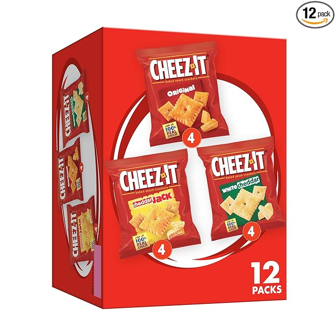 Cheese Crackers, Baked Snack Crackers, Lunch Snacks, Variety Pack, 12.1oz Box (12 Packs)