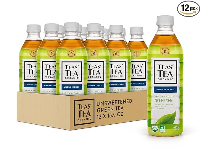 Unsweetened Pure Green Tea, Organic, Sugar Free, 0 Calories, 16.9 Ounce (Pack of 12)