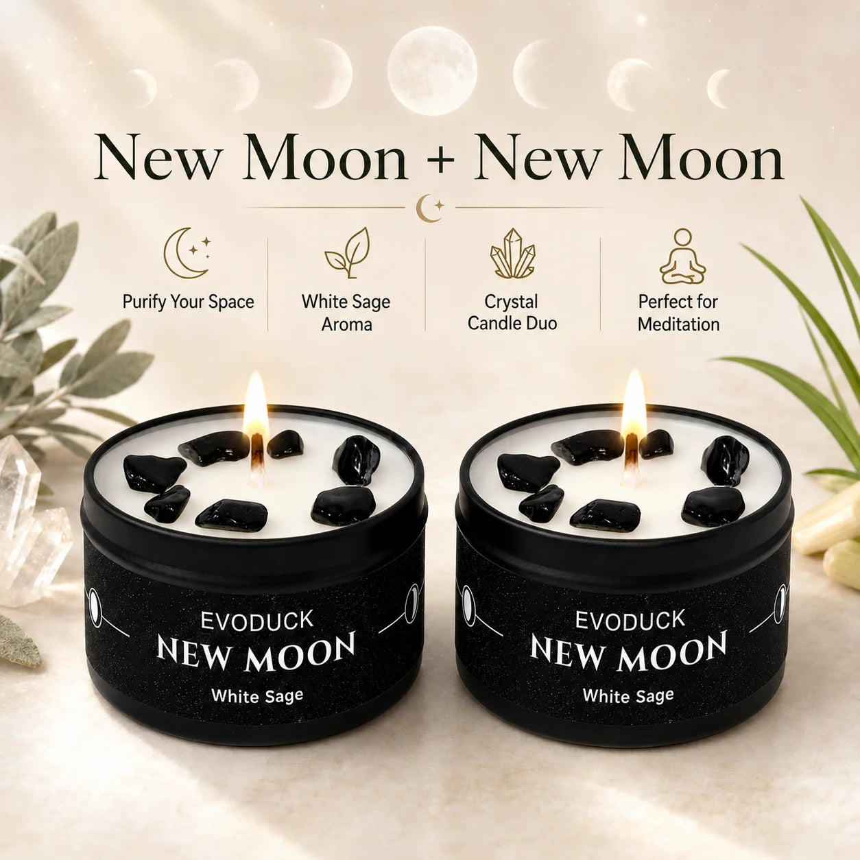New Moon Crystal Energy Scented Candle