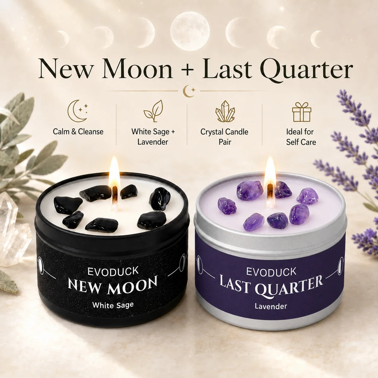 New Moon Crystal Energy Scented Candle