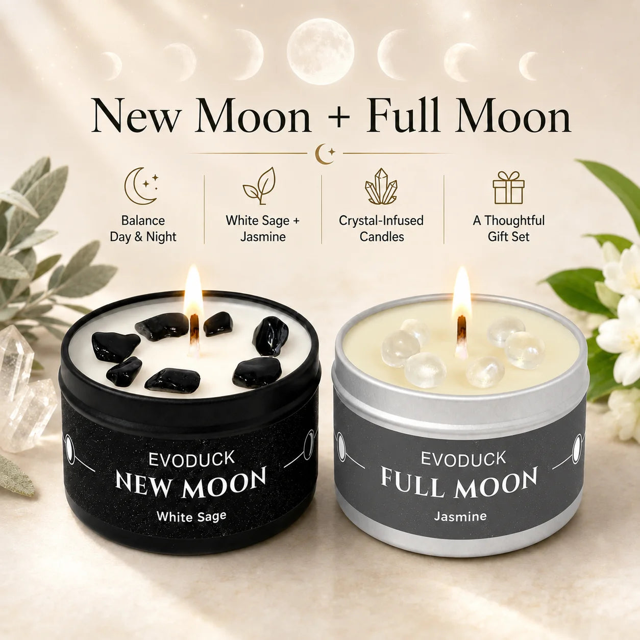 New Moon Crystal Energy Scented Candle