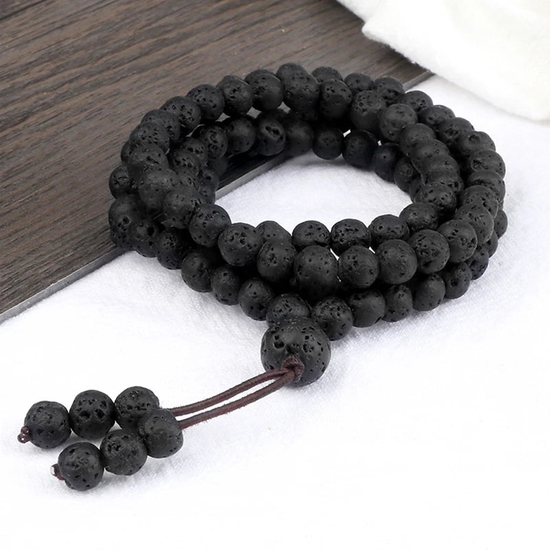 Natural Lava Stone Mala Bracelet