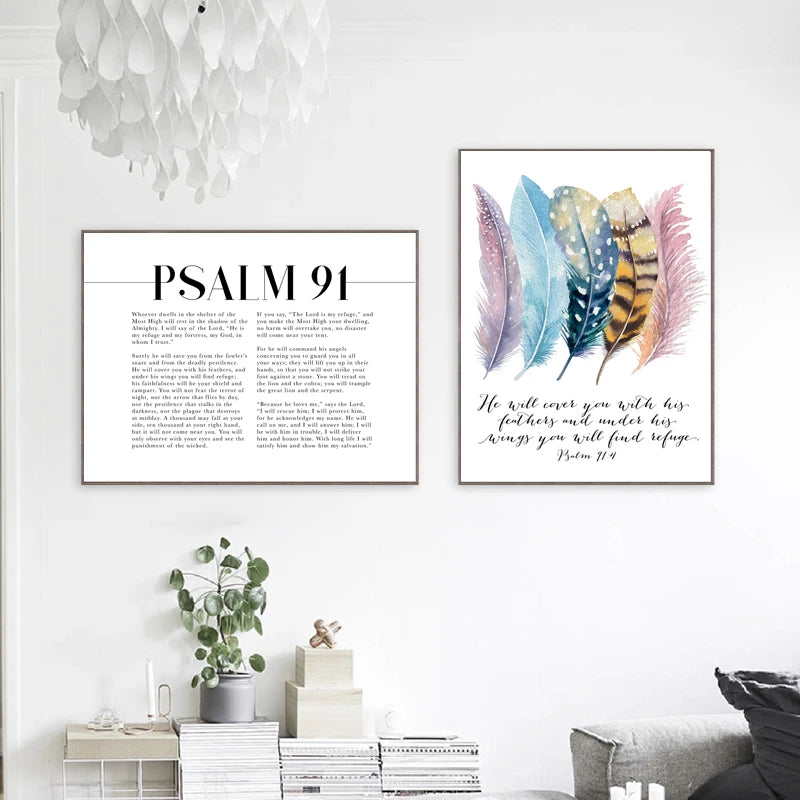 Psalm 91 Bible Verse Canvas Wall Art