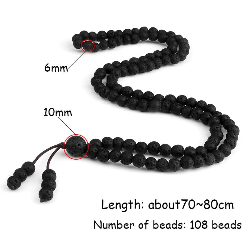 Natural Lava Stone Mala Bracelet