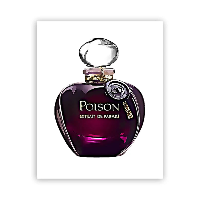 Illustration of a fashionable perfume bottle print from the "Fashion Perfume Bottle Prints Nordic Poster" collection—a luxurious wall art canvas painting and perfect gift for women, ideal for bedroom or living room decor.