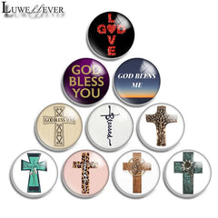 God Bless Cross Glass Jewelry Cabochons