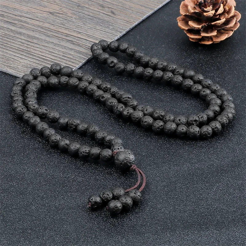 Natural Lava Stone Mala Bracelet