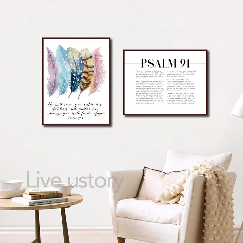 Psalm 91 Bible Verse Canvas Wall Art