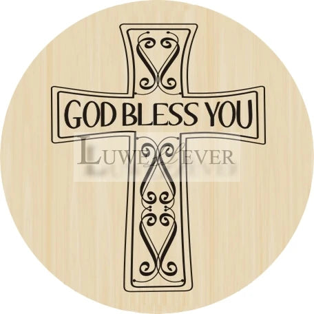 God Bless Cross Glass Jewelry Cabochons
