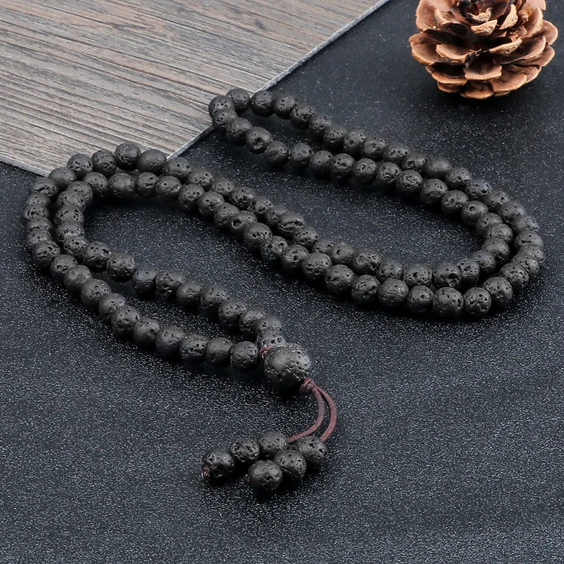Natural Lava Stone Mala Bracelet