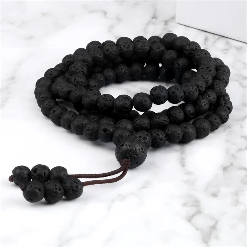 Natural Lava Stone Mala Bracelet