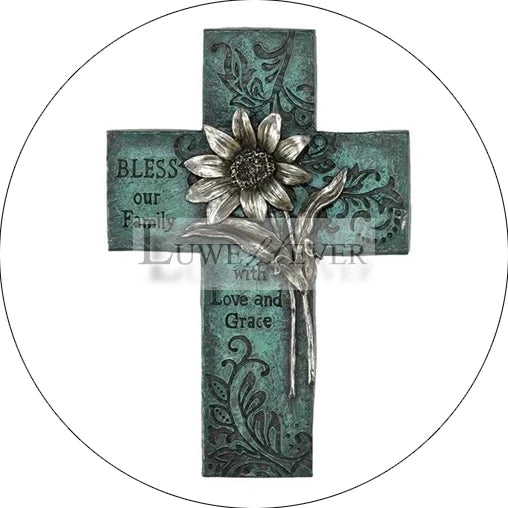 God Bless Cross Glass Jewelry Cabochons