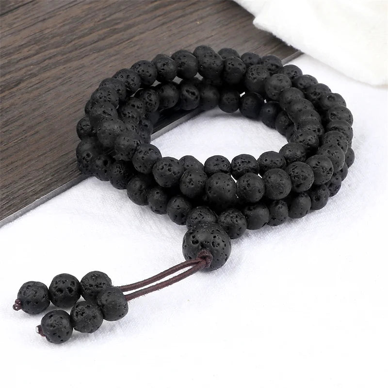 Natural Lava Stone Mala Bracelet