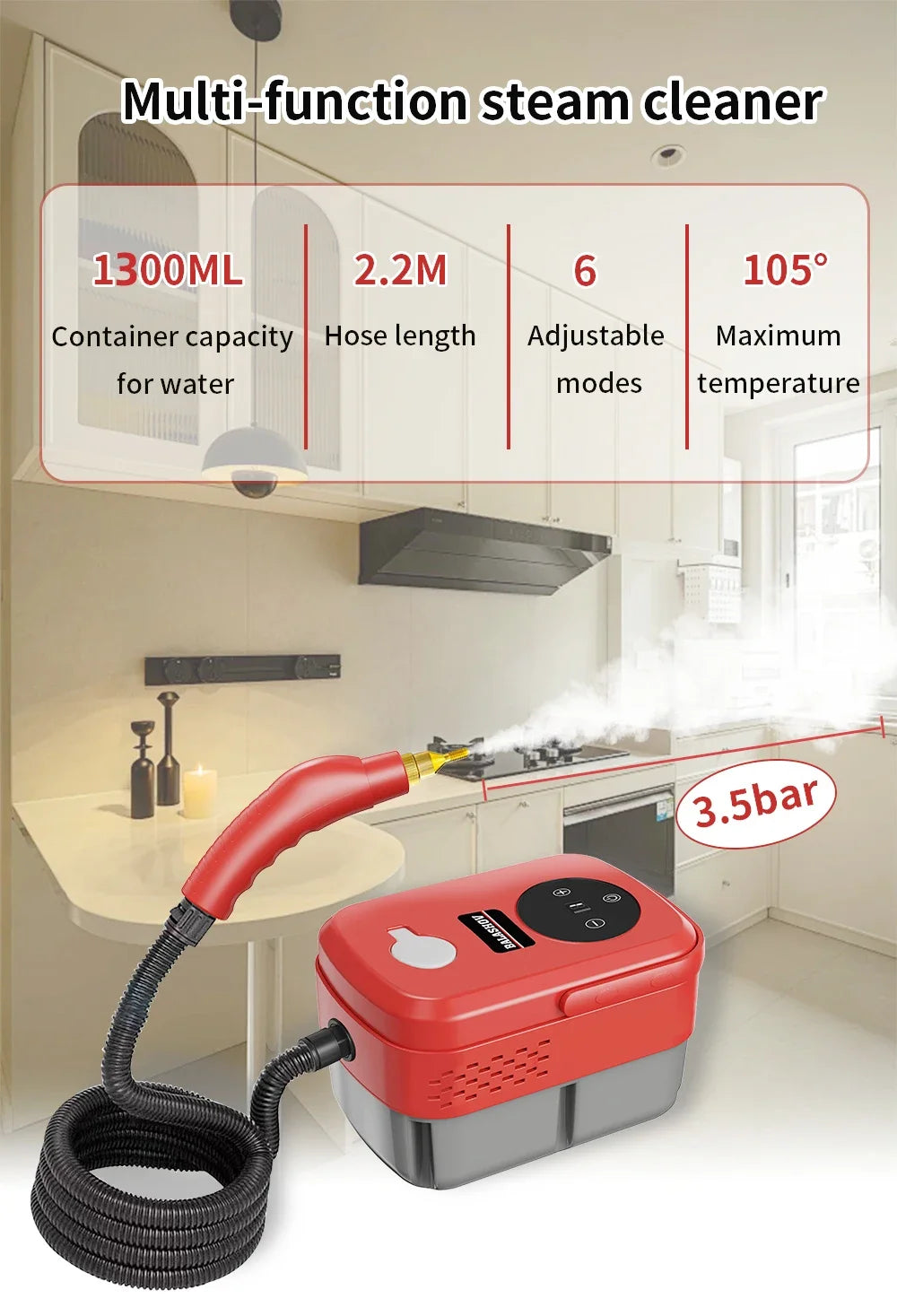 2500W Portable High Temperature Steam Cleaner