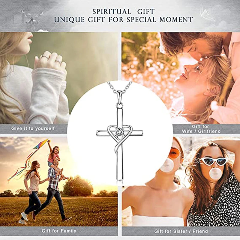 Zircon Cross Pendant Necklace Women