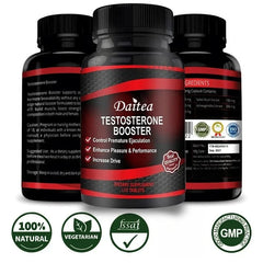 Three black bottles of Muscle Builder Capsules are shown. The front label highlights muscle mass increase, anabolic activity support, and muscle development. Various certification icons are also visible on the packaging.