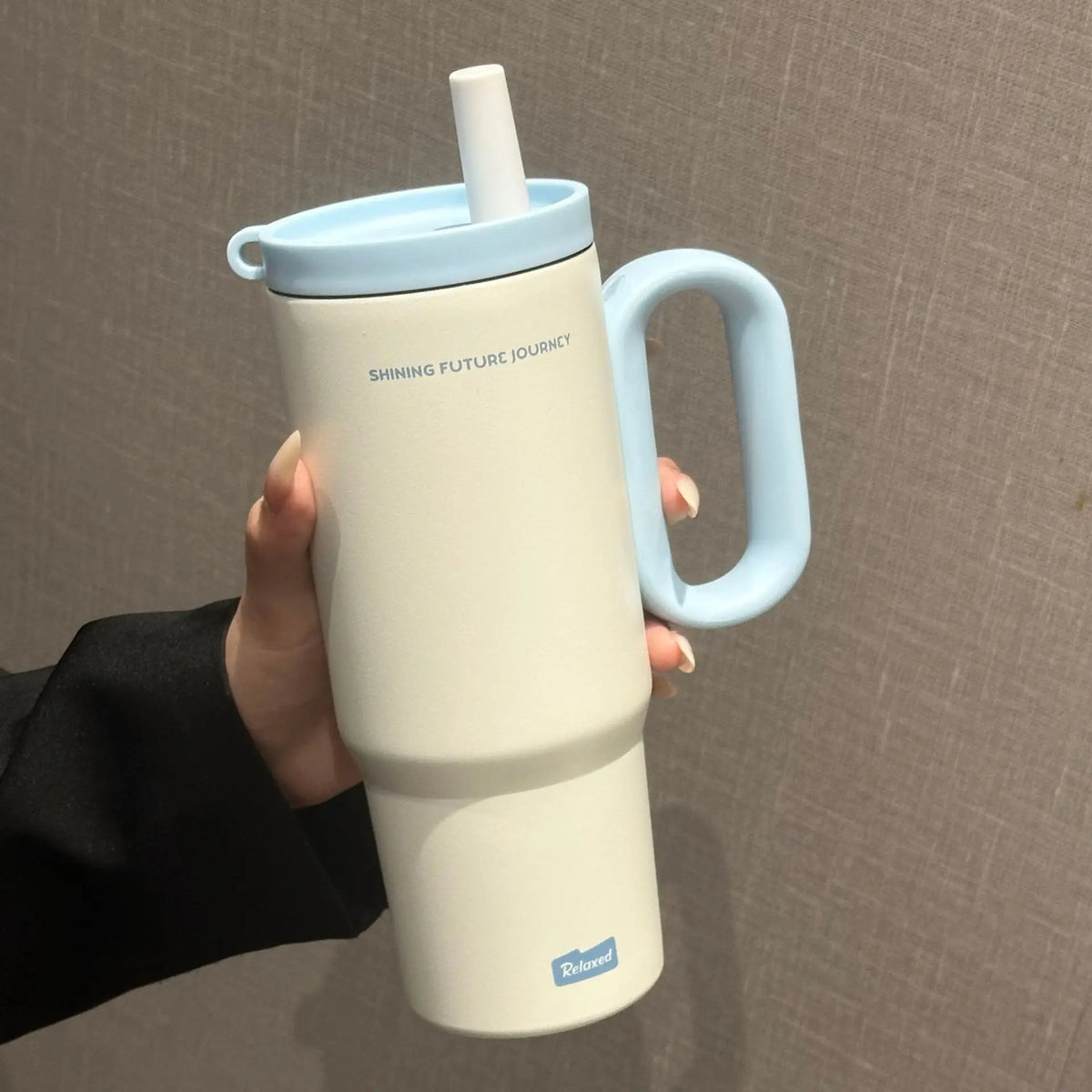 720ML Stainless Steel Thermos Cup with Straw & Handle Ice Coffee Drink Vacuum Insulated Cup Car Travel Outdoor Water Bottle