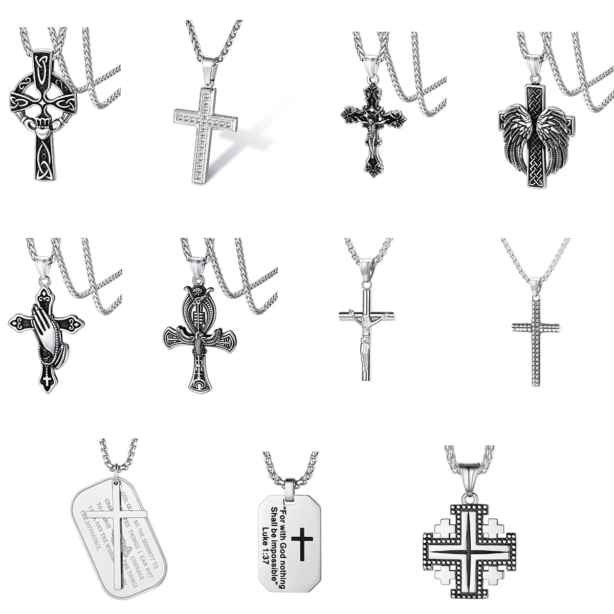 Christian Cross Prayer Necklace Jewelry