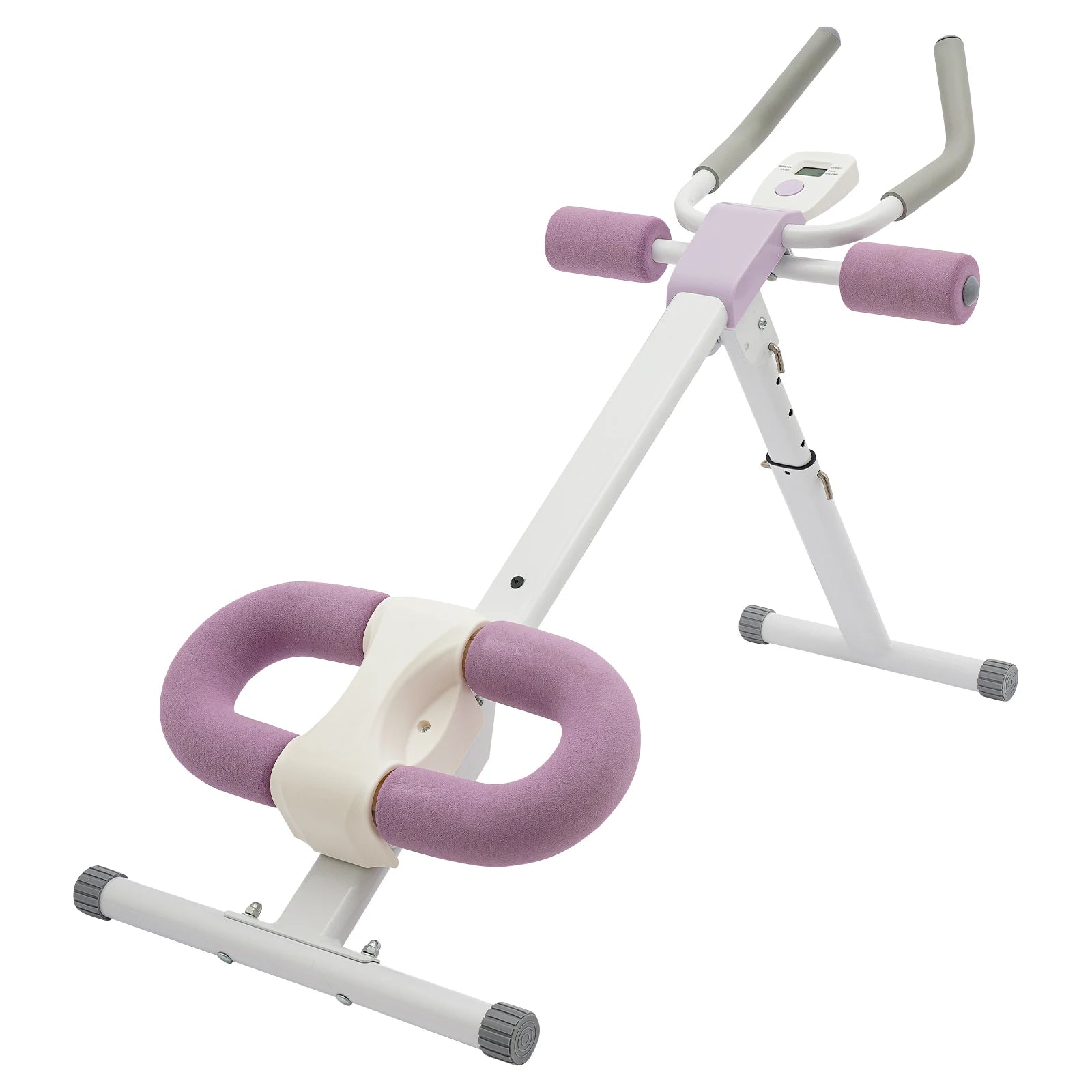 Abdominal Trainer Machine for Home Gym 44.88x19.6x21.2-27.5in 220lbs Capacity Adjustable Incline & Height Abs Workout White+Purple