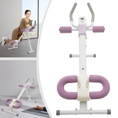Abdominal Trainer Machine for Home Gym 44.88x19.6x21.2-27.5in 220lbs Capacity Adjustable Incline & Height Abs Workout White+Purple