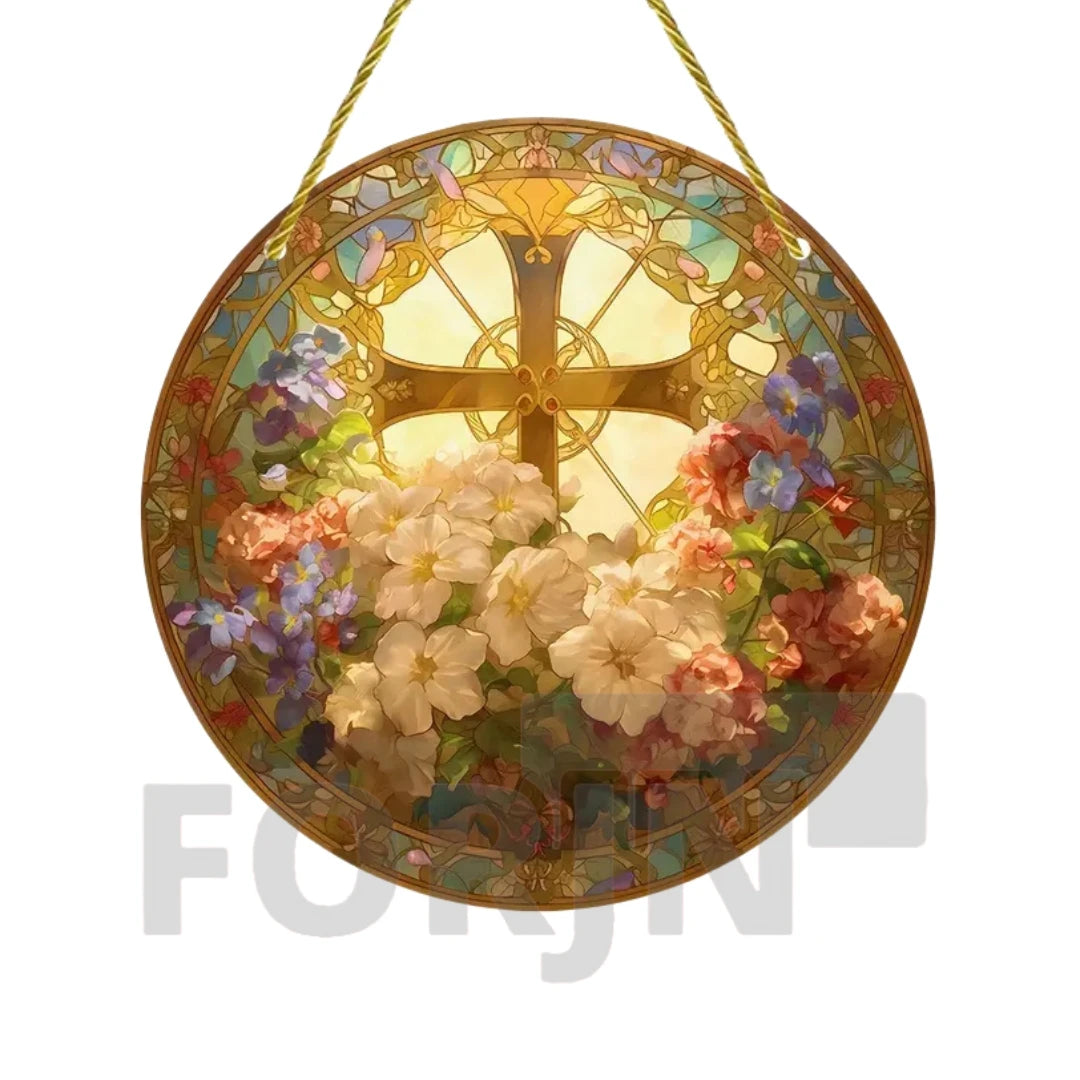 Christian Cross Suncatcher Hanging Decor